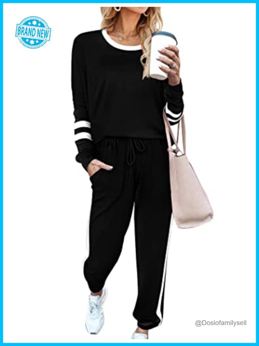 2 Piece Sweatsuit Set Long Sleeve Pullover Top Drawstring Sweatpants Loungewear